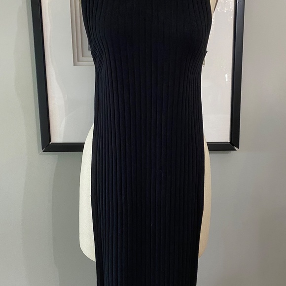 Open Ribbed Knit High Neck Tank Top (Long) - Picture 2 of 5